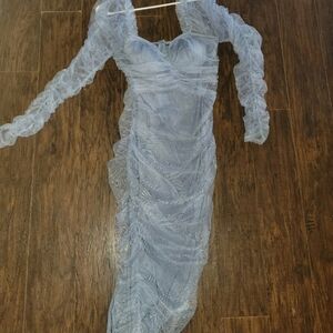 Fashion Nova Light Blue Long Sleeve Dress